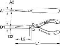 ESD Spitzzange, gerade, ohne Hieb, 140mm