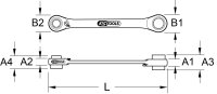 4 in 1 GEARplus umschaltbar Doppel-Ratschenringschlüssel, 12x13x14x15mm