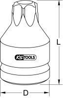 3/4" Kraft-Bit-Stecknuss Torx mit Bohrung, kurz, TB70