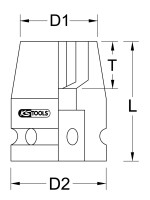 1/2" Sechskant-Kraft-Stecknuss, extra kurz, 10,0 mm