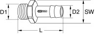 Messing-Schlauchtüllen mit Außengewinde, 45°, G1/4"AGx9mm