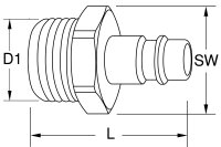 Messing-Schlauchtüllen mit Außengewinde, 45°, G1/2"AGx9mm