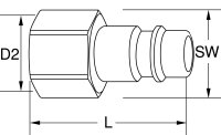 Messing-Stecknippel mit Innengewinde,  G1/2"IG