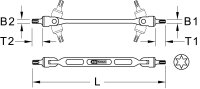 Torx-Doppel-Gelenkschlüssel, T15xT20