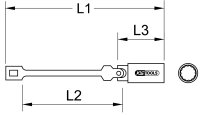 3/8" Zündkerzen-Stecknuss mit Gelenk, lang, 14mm