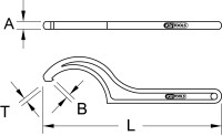 Fester Hakenschlüssel mit Zapfen, 120-130 mm