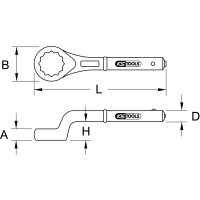 Zugringschlüssel, gekröpft, 1.3/16"