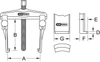 Schnellspann-Universal-Abzieher 2-armig mit schlanken und verlängerten Haken, 25-130mm, 120mm