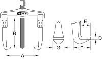 Universal-Abzieher 2-armig mit verlängertem Haken, 20-90mm