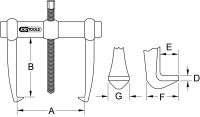 Universal-Abzieher 2-armig mit Ganzstahlhaken, 20-160mm