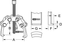 Polklemmen-Abzieher 3-armig, 10-90mm