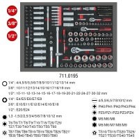 1/4"+3/8"+1/2" Steckschlüssel-Satz, 195-tlg in 1/1 Systemeinlage