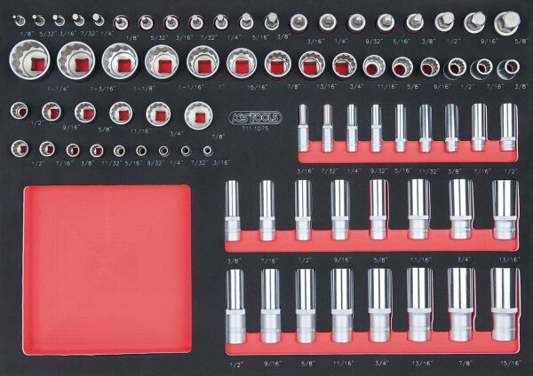 SCS 1/4"+3/8"+1/2" Steckschlüssel-Satz, 75-tlg in 1/1 Systemeinlage