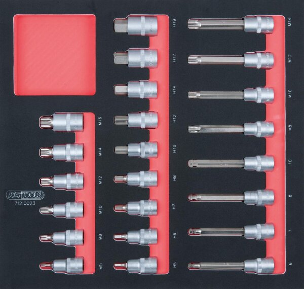 SCS 1/2" Bit-Stecknuss-Satz, 23-tlg in 2/3 Systemeinlage