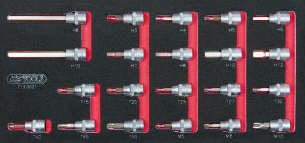 SCS 3/8" Bit-Stecknuss-Satz , 21-tlg in 1/3 Systemeinlage