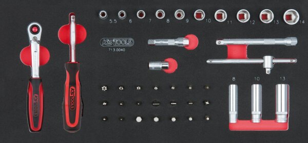 SCS 1/4" Steckschlüssel-Satz, 40-tlg in 1/3 Systemeinlage