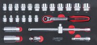 SCS 3/8" Steckschlüssel-Satz, 25-tlg in 1/3 Systemeinlage