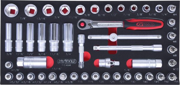 SCS 3/8" Steckschlüssel-Satz, 46-tlg in 1/3 Systemeinlage