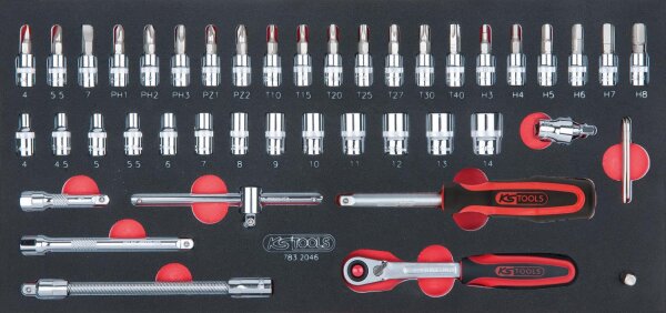 SCS CHROMEplus 1/4 Steckschlüssel-Satz,46-tlg in 1/3 Systemeinlage