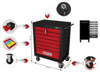 ECOline SCHWARZ/ROT Werkstattwagen mit 7 Schubladen