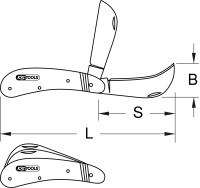 Elektriker-Klappmesser, 1 Sichel- und eine gerade Klinge