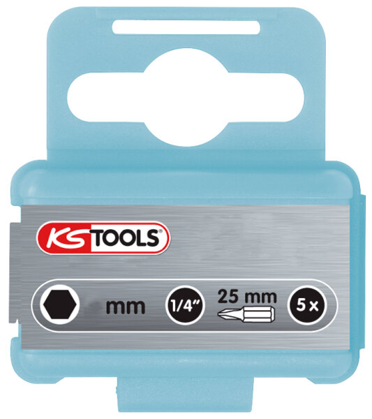 1/4" EDELSTAHL Bit Innensechskant, 25mm, 4mm, 5er Pack