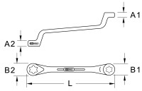 Torx-E-Doppel-Ringschlüssel, gekröpft, E6xE8