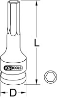 1/2" Kraft-Bit-Stecknuss Torx, lang, T55