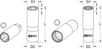 1/2" Stecknuss für Zündkerzen, 16mm