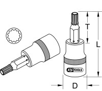 1/2" Bit-Stecknuss XZN, M9, 55 mm