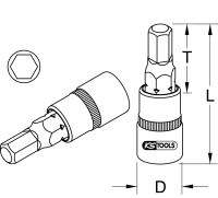 1/2" Bit-Stecknuss Innensechskant, kurz, 22mm