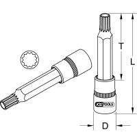 1/2" Bit-Stecknuss XZN, M5, 110 mm