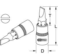 1/4" Bit-Stecknuss Schlitz, 4mm