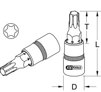 1/4" Bit-Stecknuss Torx, T15