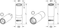 1/2" Stecknuss für Zündkerzen, 13/16