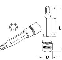 1/2" Bit-Stecknuss Torx, lang, T15