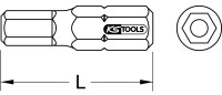 1/4" Bit Innensechskant,Bohrung,25mm,2mm,5er Pack