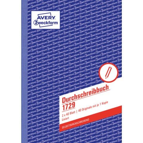 Durchschreibbuch, A5, liniert, selbstdurchschreibend, 2x40 Blatt