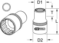 3/4" 12-kant-Stecknuss, kurz, 3/4"