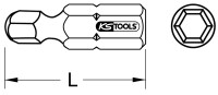 1/4" Bit Innensechskant, 25mm, Kugelkopf, 4mm