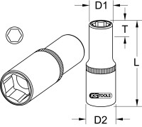 3/8" Bit-Adapter-Stecknuss, für Bits 1/4"