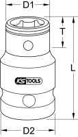 1/2" Bit-Adapter-Stecknuss, 1/2" x 5/16",...