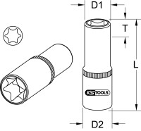 3/8" Torx-E Stecknuss, lang, E8