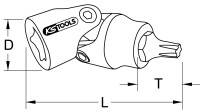 1/4" CHROMEplus Gelenk-Bit-Stecknuss Torx, T8