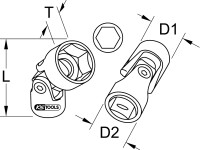 3/8" Sechskant-Stecknuss mit Gelenk, 19mm