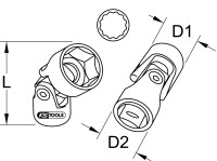 3/8" 12-kant-Stecknuss mit Gelenk, 10mm