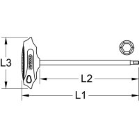 BERYLLIUMplus Innensechskant-Winkelstiftschlüssel, 14 mm ,mit Kugelkopf