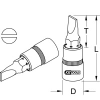 BRONZEplus Bit-Stecknuss 1/2" Schlitz 4 mm