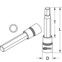 BRONZEplus Bit-Stecknuss Innensechskant 1/2" lang 5x90 mm