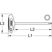 BRONZEplus Innensechskant-Winkelstiftschlüssel mit T-Griff 3 mm